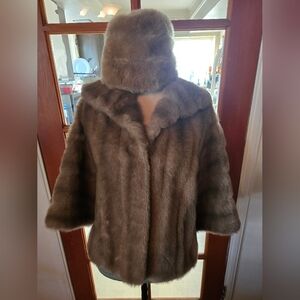 Regina Glenara Glenoit RARE Elegant Women's Faux Mink Fur Short Coat And Hat